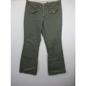 Vintage Y2K Old Navy Button Fly Flare Pants Women Size 16 Green Bareback